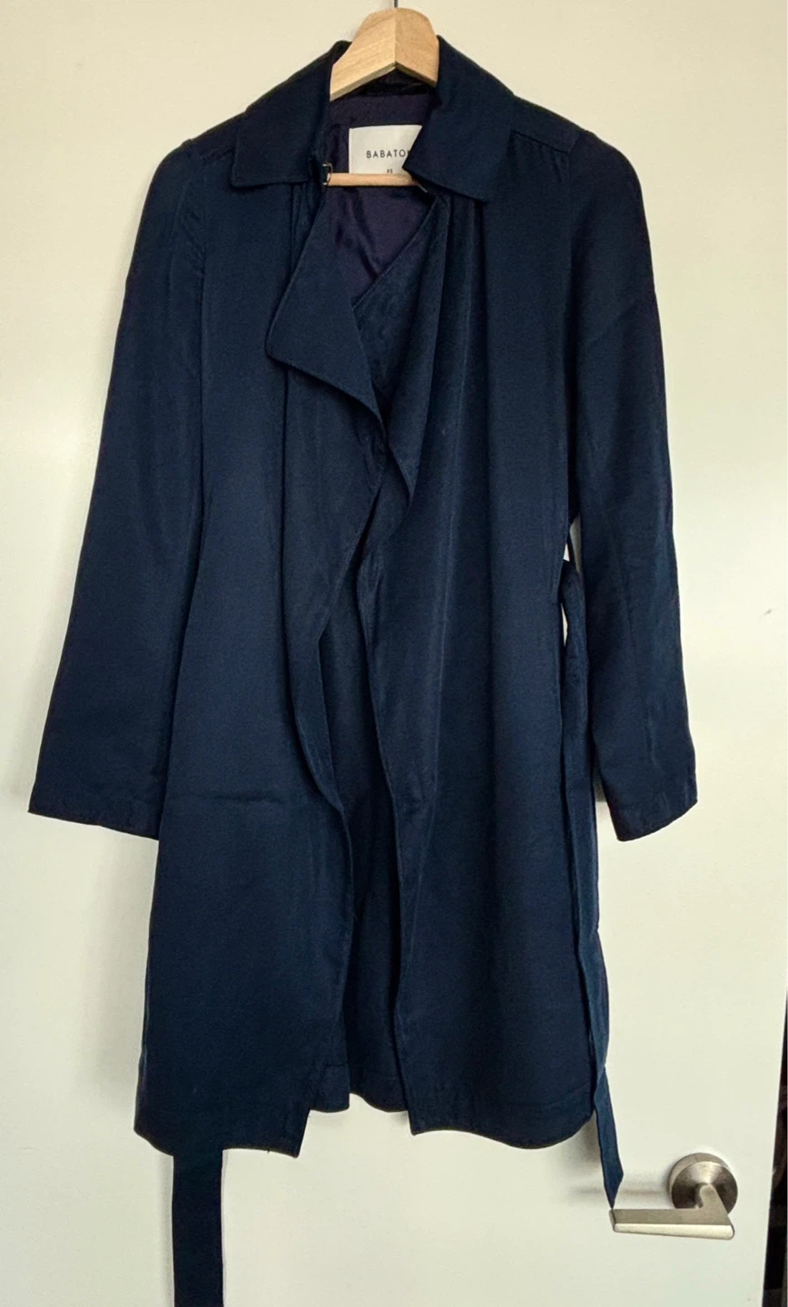 Aritzia BABATON Navy Blue Trench Coat XS - photo 2