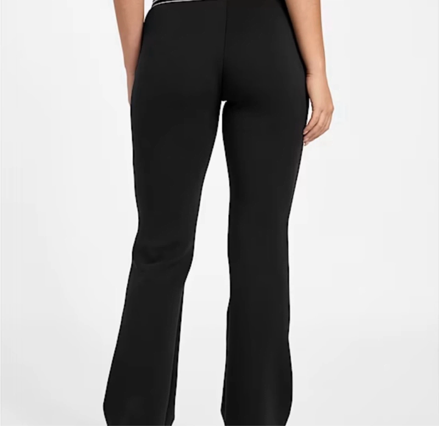 Guess Black Flare Leggings with White Stripe Waistband - photo 5