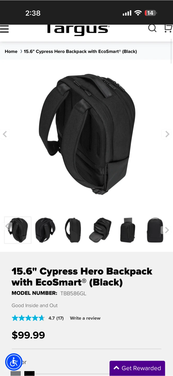 Targus 15.6" Cypress Hero Backpack with EcoSmart (Black) - photo 4