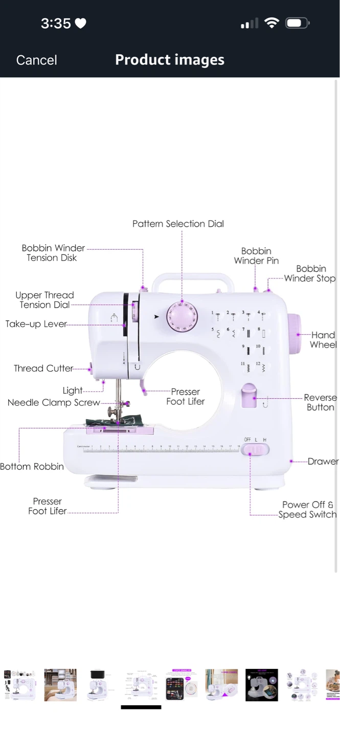 White Portable Mini Sewing Machine with 12 Stitches - photo 5