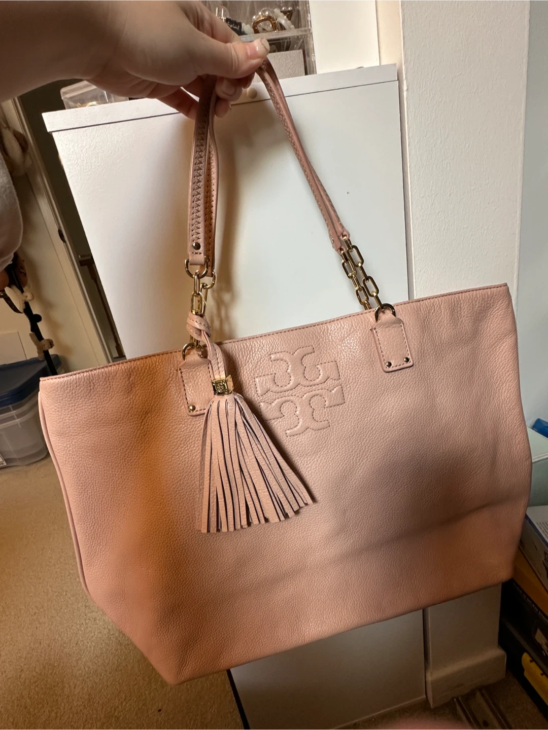 Tory Burch Pink Leather Tote Bag