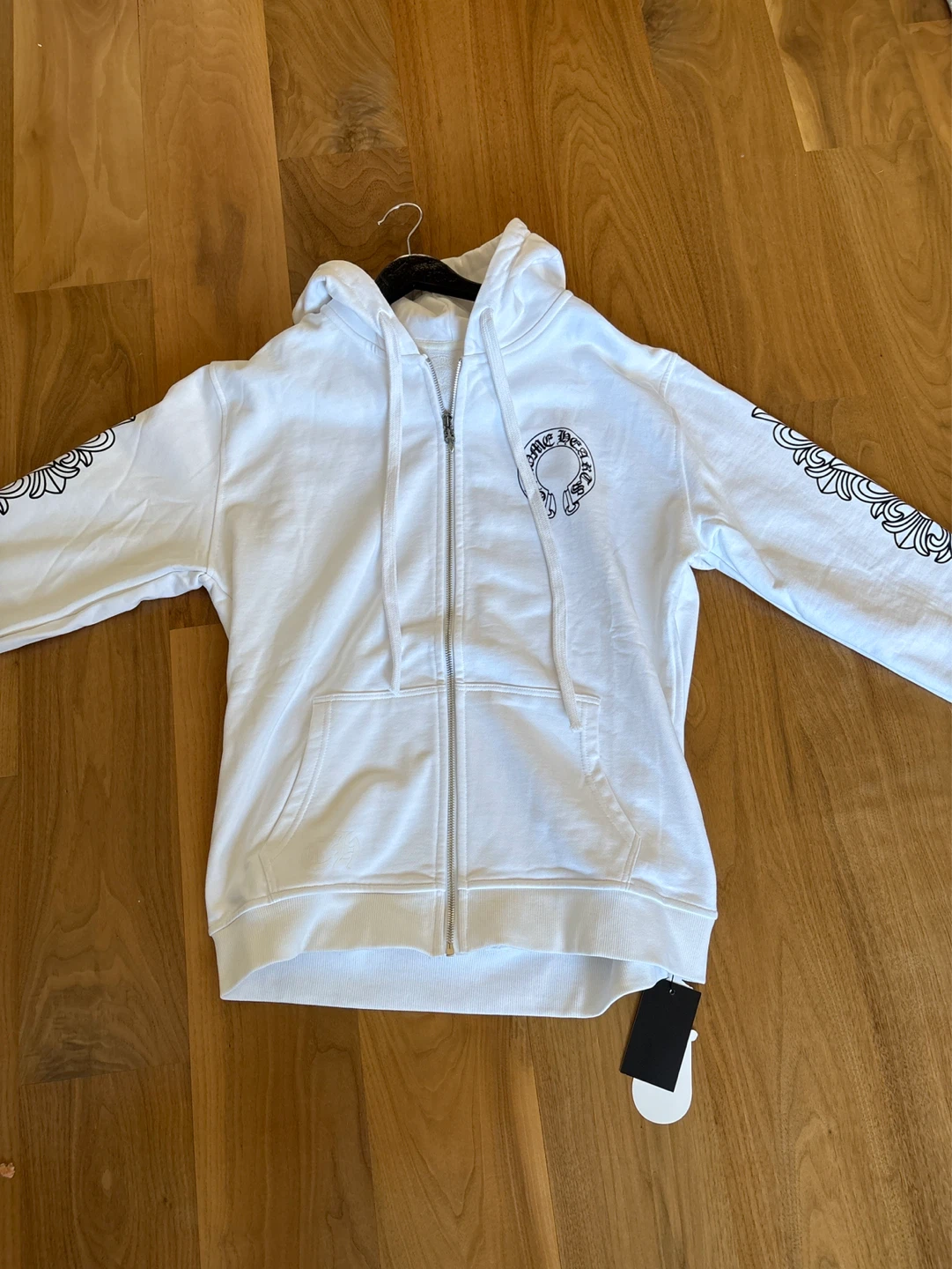 Chrome Hearts White Zip-Up Hoodie