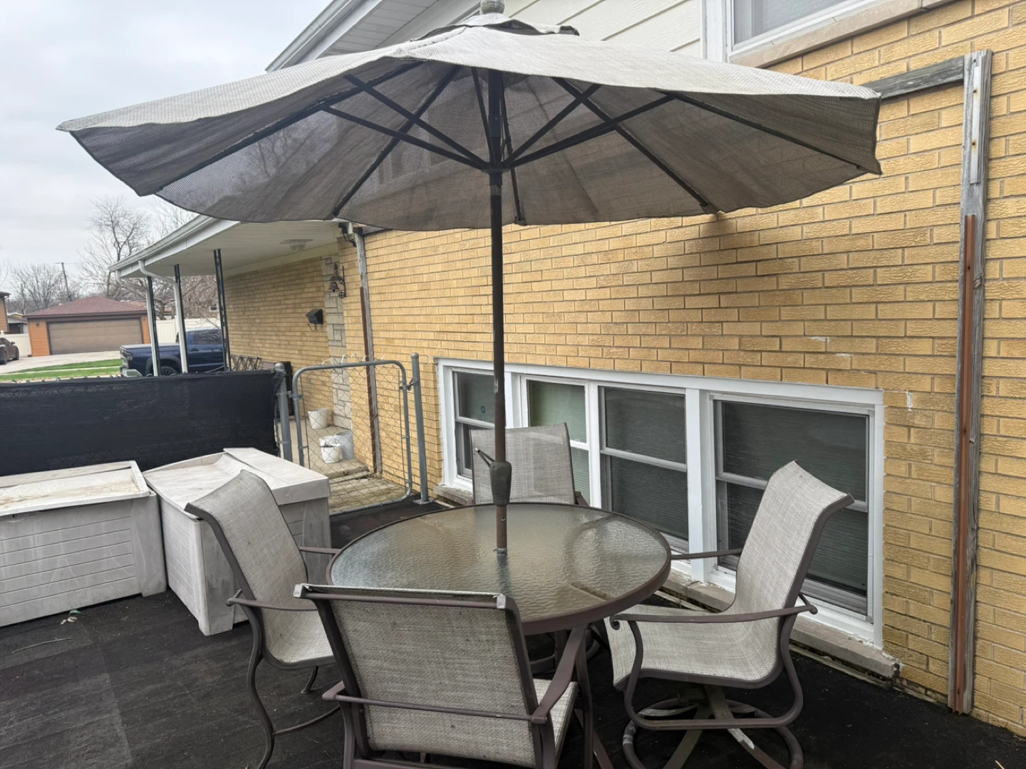 Round Glass Top Patio Dining Set with Umbrella - photo 3