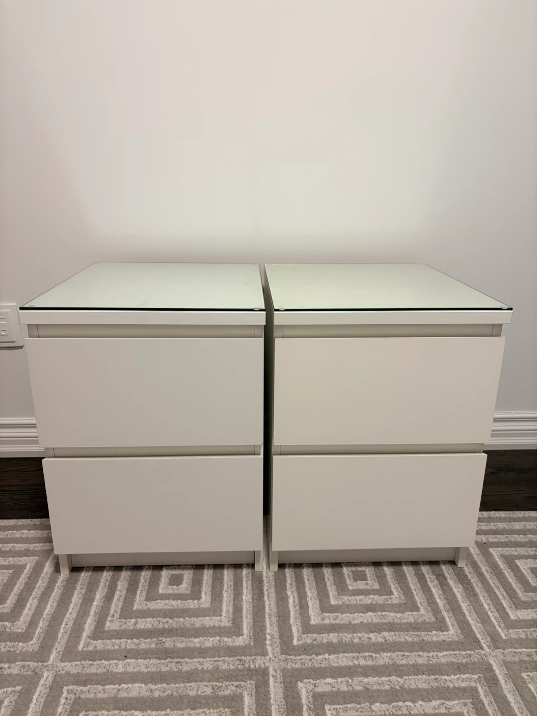 IKEA MALM 2-Drawer Chest with Glass Top