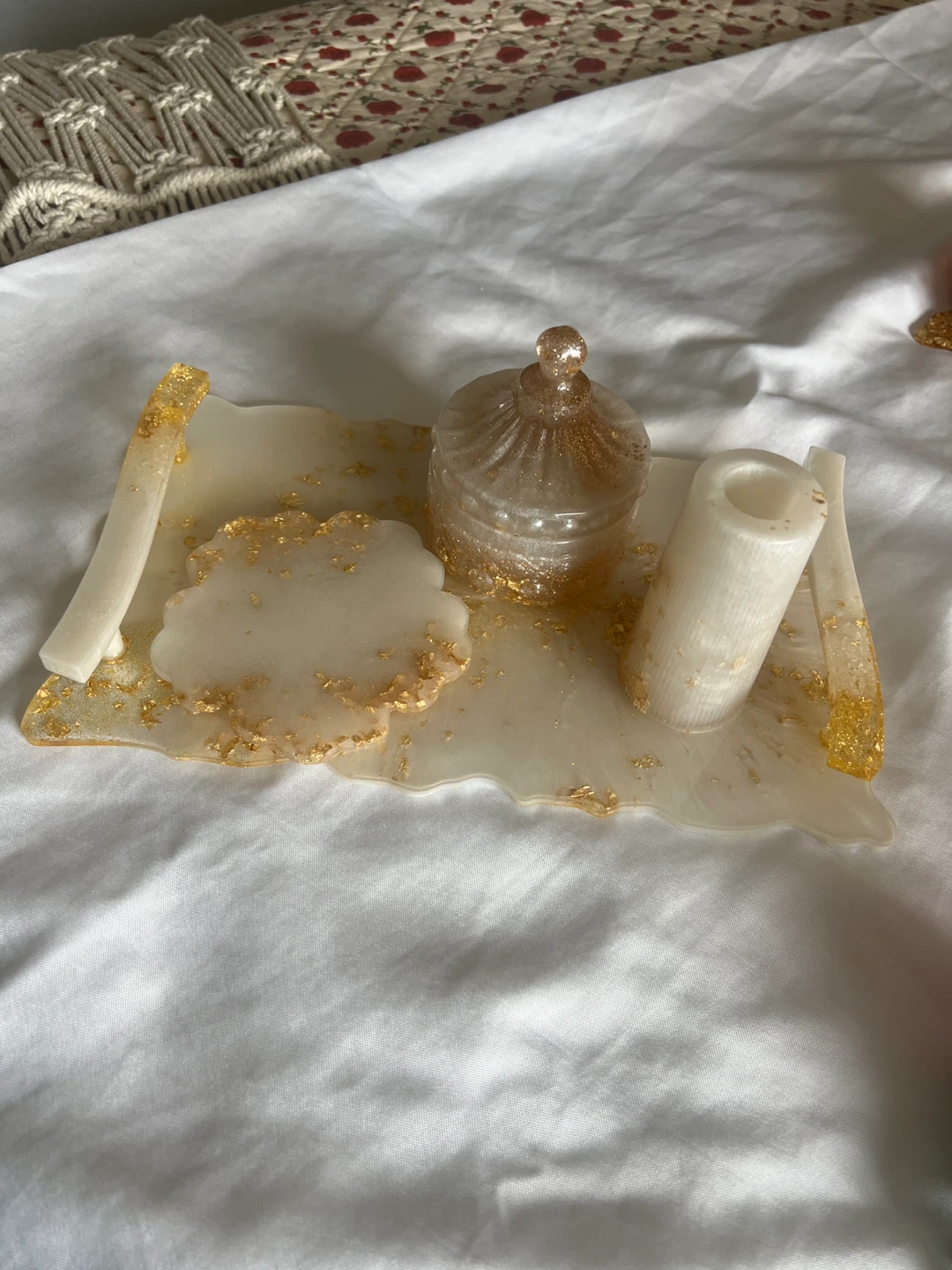 Resin Trinket Tray Set with Coaster and Jar