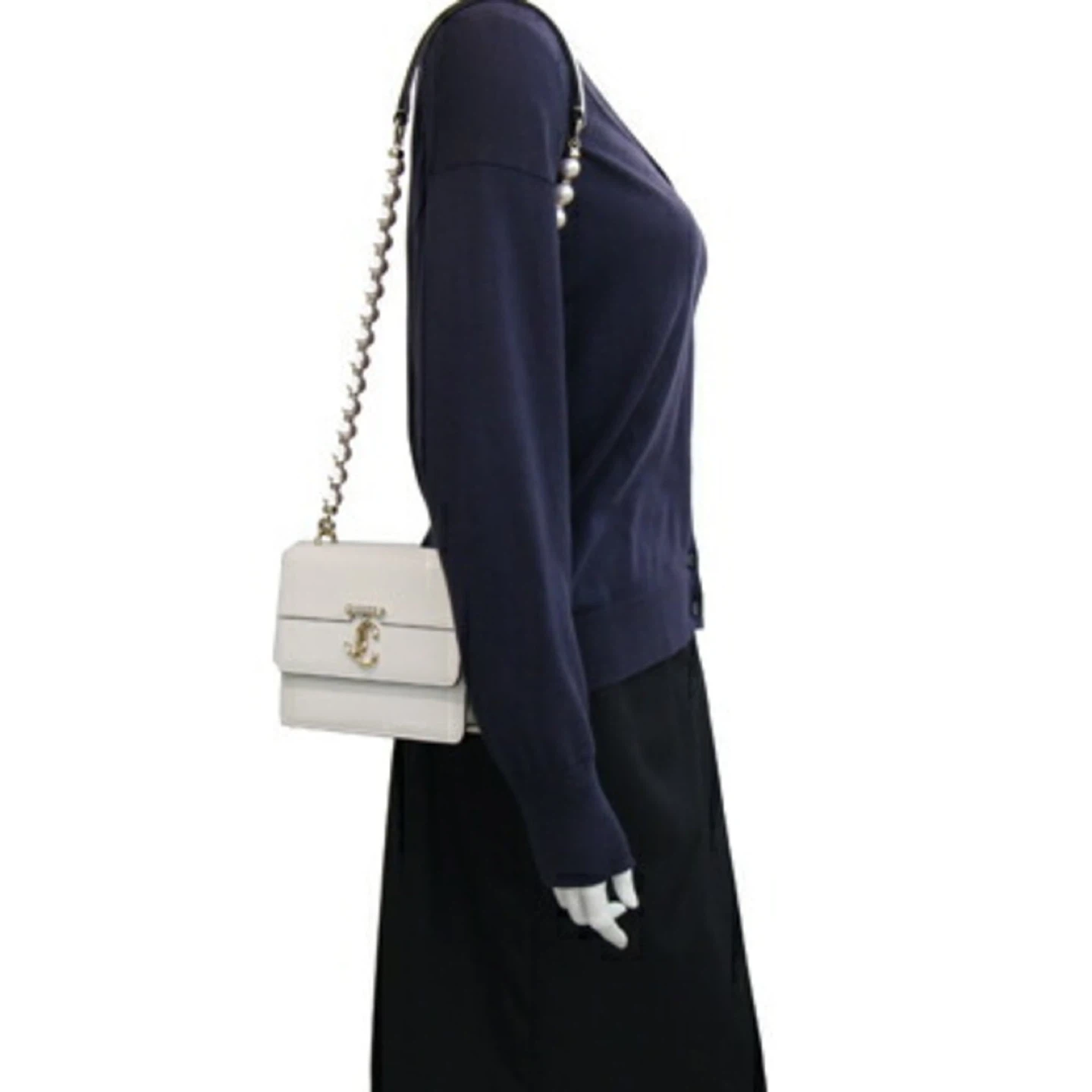 Jimmy Choo Cream Leather Pearl Chain Crossbody Bag - photo 5