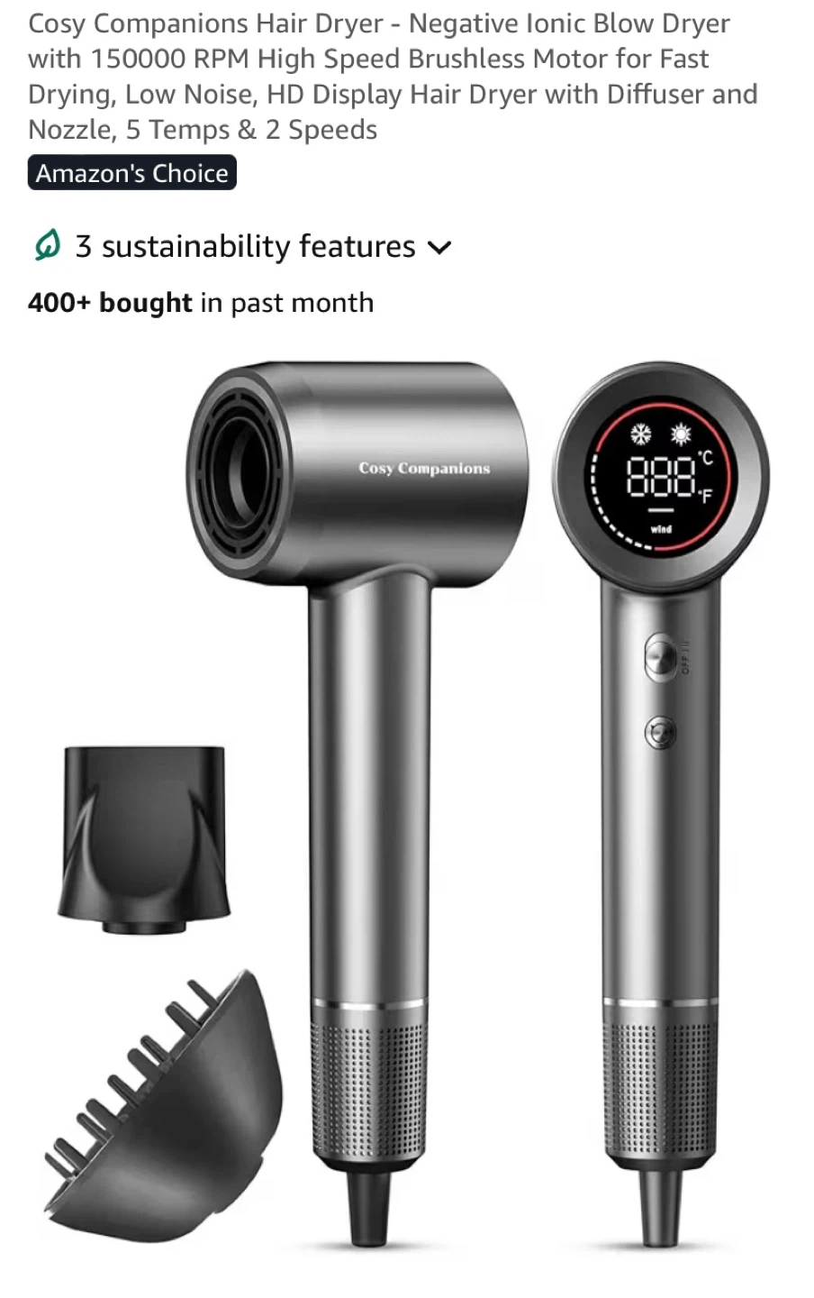 New Cosy Companions Negative Ionic Hair Dryer