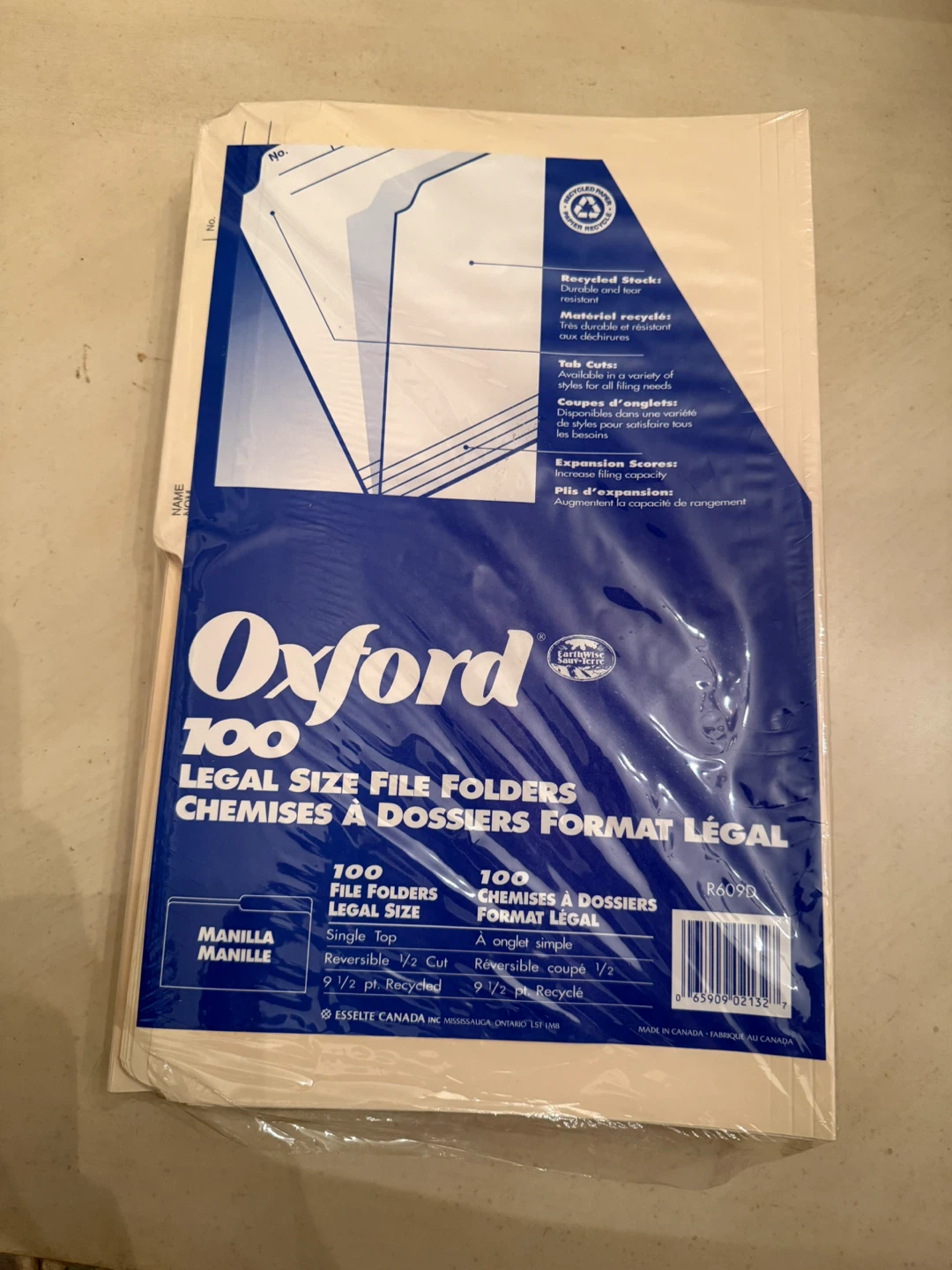 Oxford 100 Legal Size Manilla File Folders