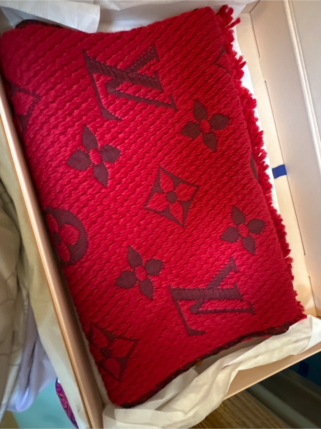 Louis Vuitton Red Monogram Scarf