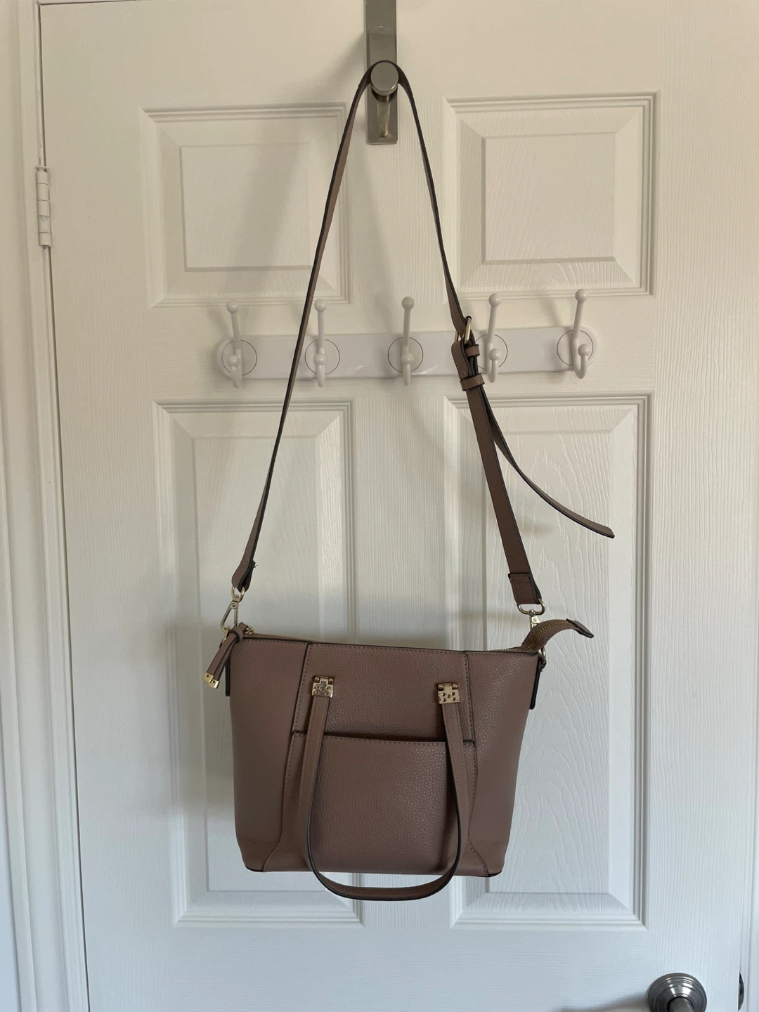 Indigo Taupe Faux Leather Shoulder Bag