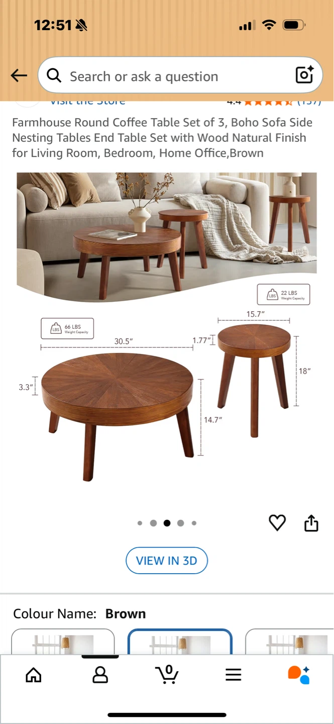 Farmhouse Round Wooden Coffee Table Set - photo 3