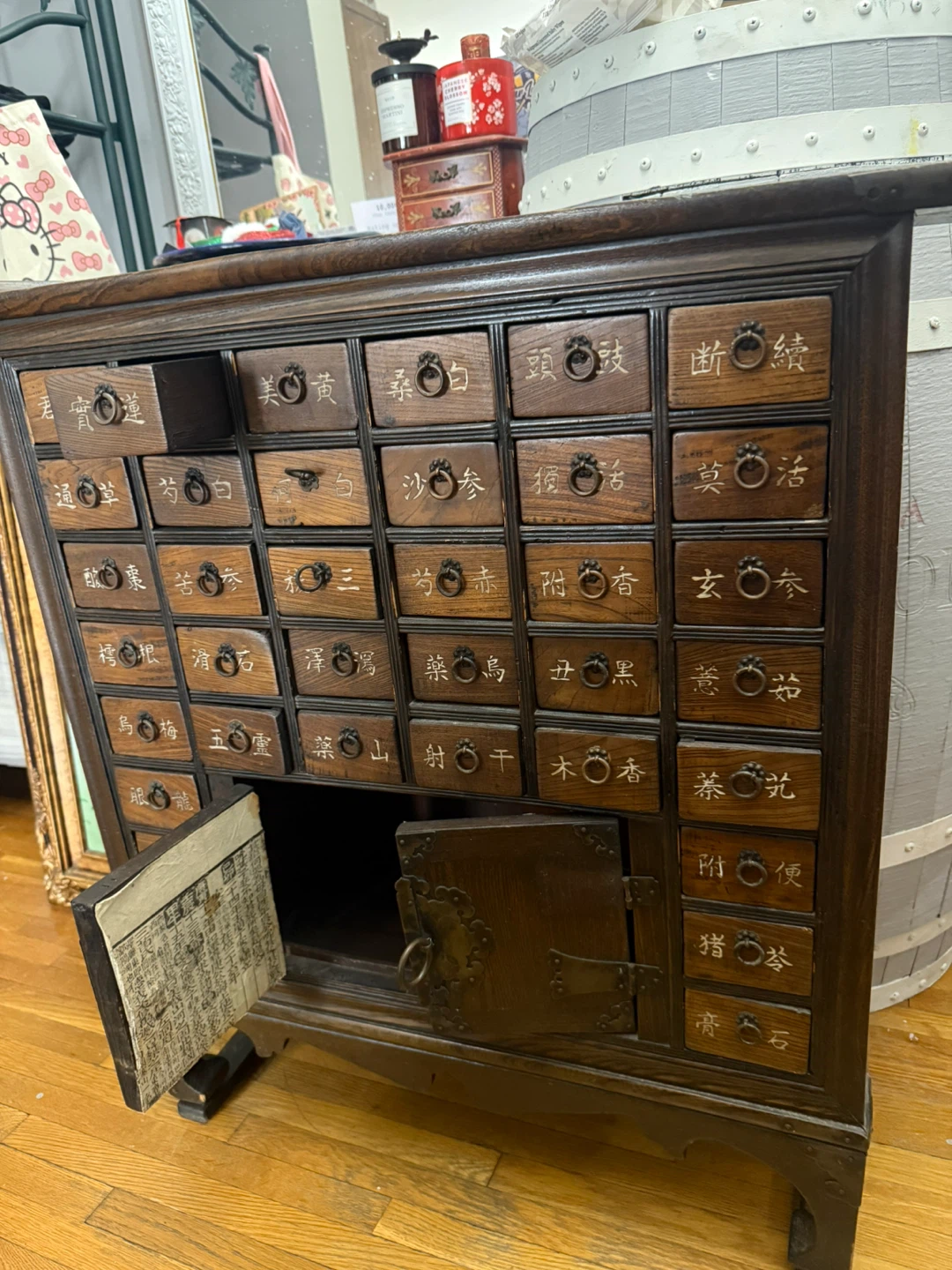 Vintage Wooden Apothecary Cabinet with Drawers - photo 2