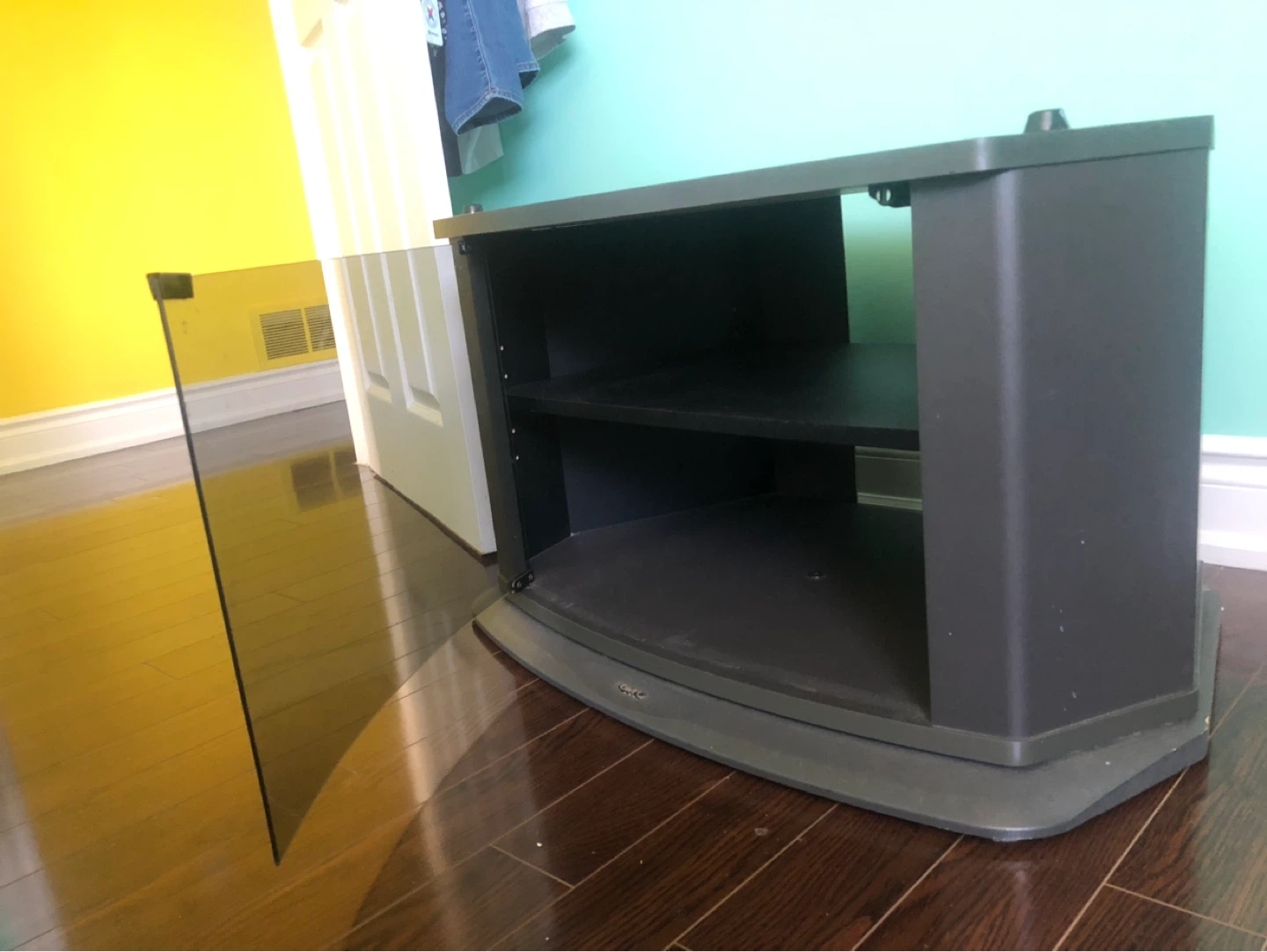 Grey TV Stand with Glass Door and two drawers - photo 2