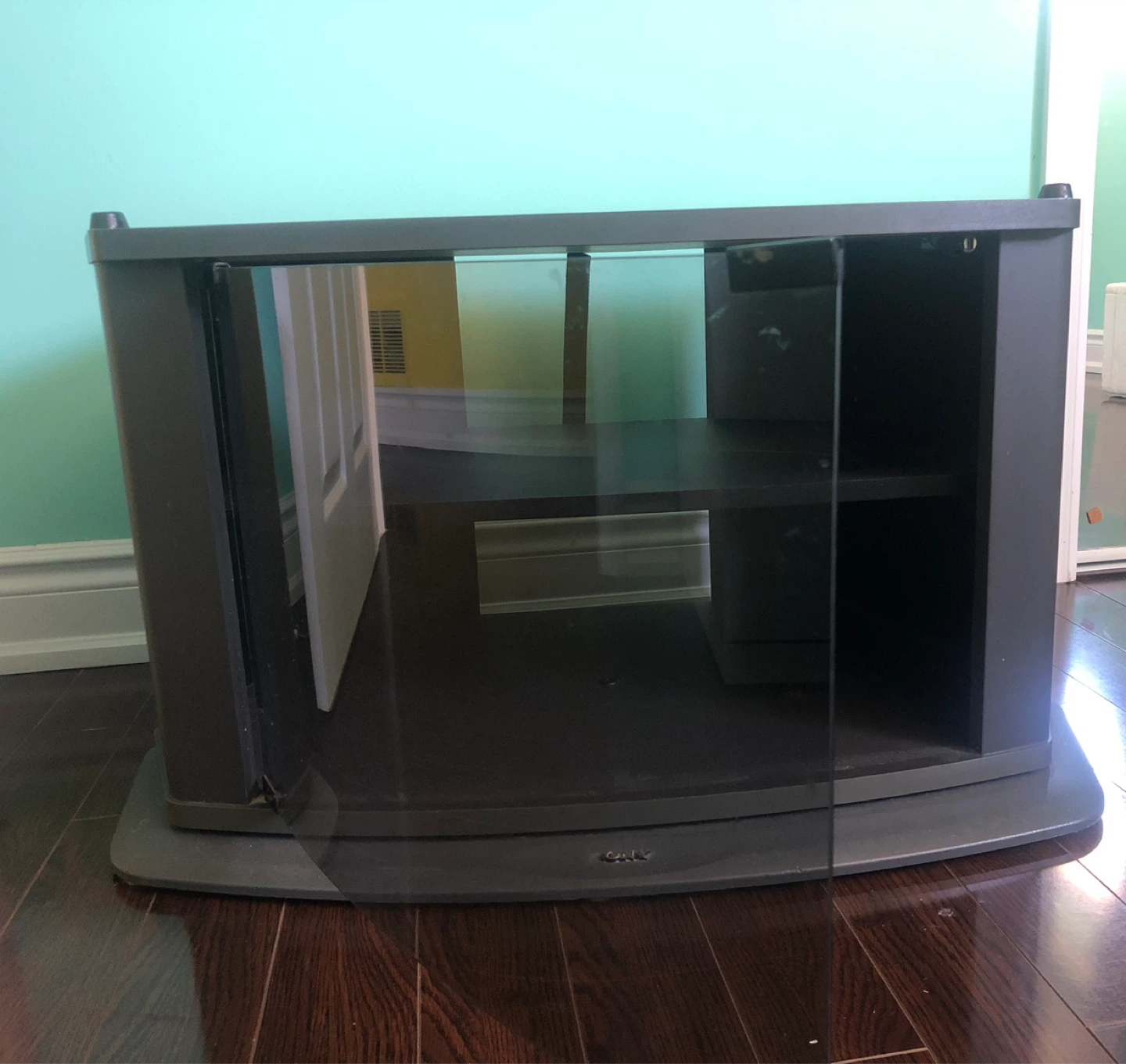 Grey TV Stand with Glass Door and two drawers - photo 3