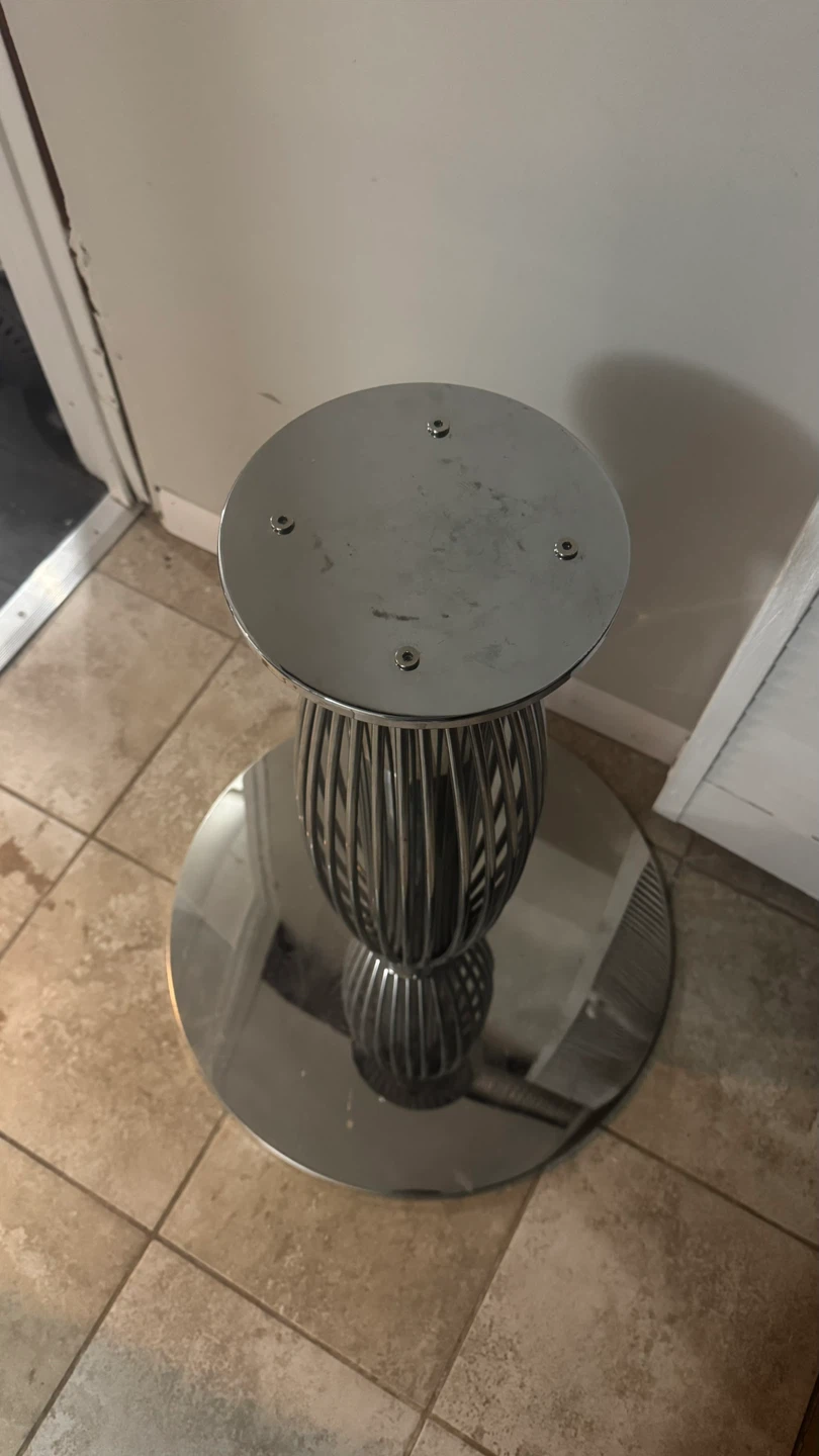 Glass Top Table Base with 4 Black Leather Chairs - photo 2