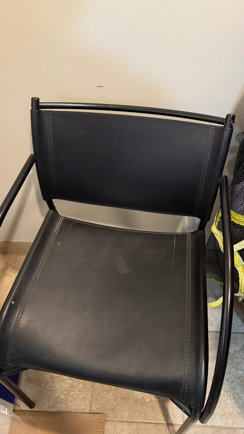 Glass Top Table Base with 4 Black Leather Chairs - photo 4