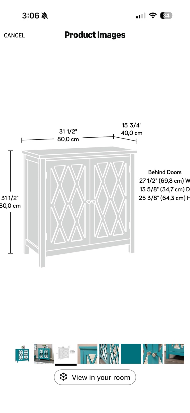 Teal Accent Cabinet with Mirrored Doors - photo 3