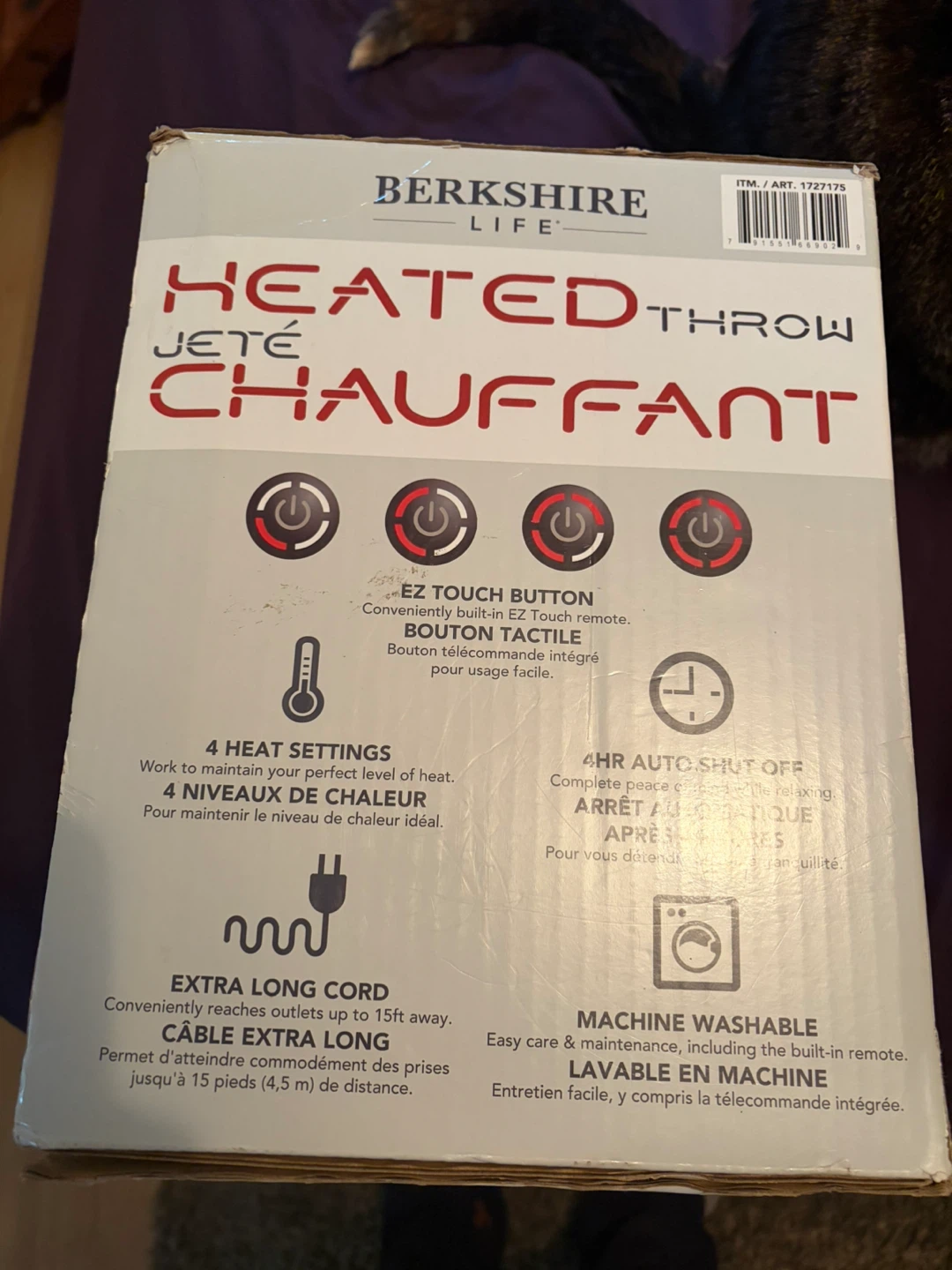 Berkshire Life Heated Throw Jeté Chauffant Blue Plaid - photo 4