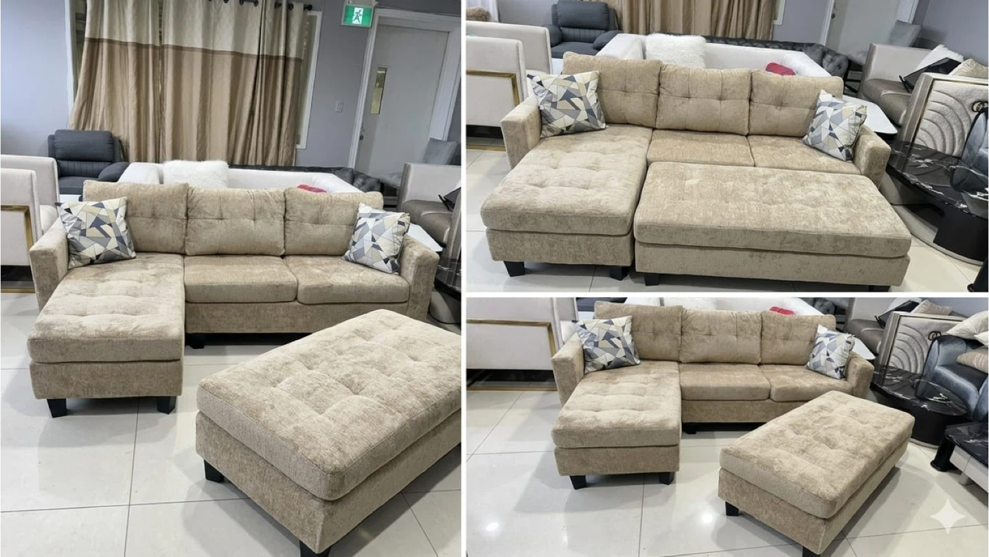 Grey Sectional Sofa with Ottoman - photo 5