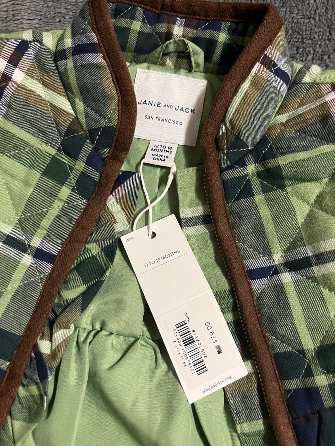 BNWT Janie and Jack Quilted Plaid Jacket 12-18 Months - photo 2