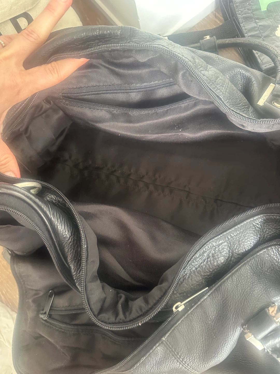 Black Leather Rolling Carry-On Duffle Bag - photo 5