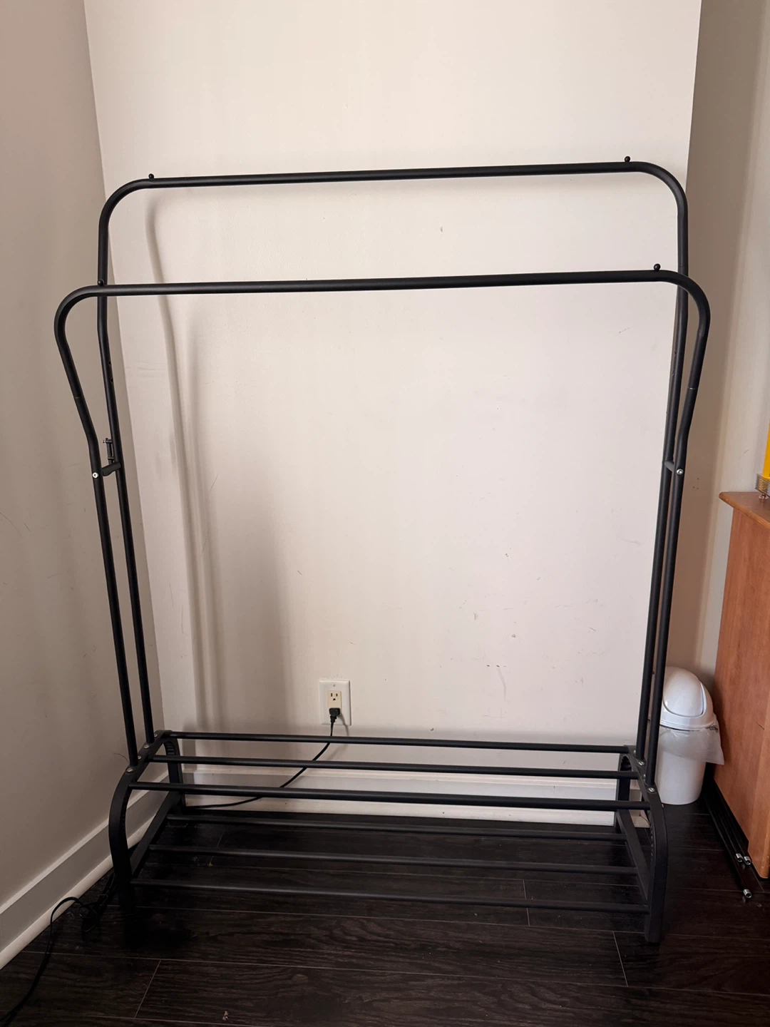 Black Metal Double Garment Rack with Shelves