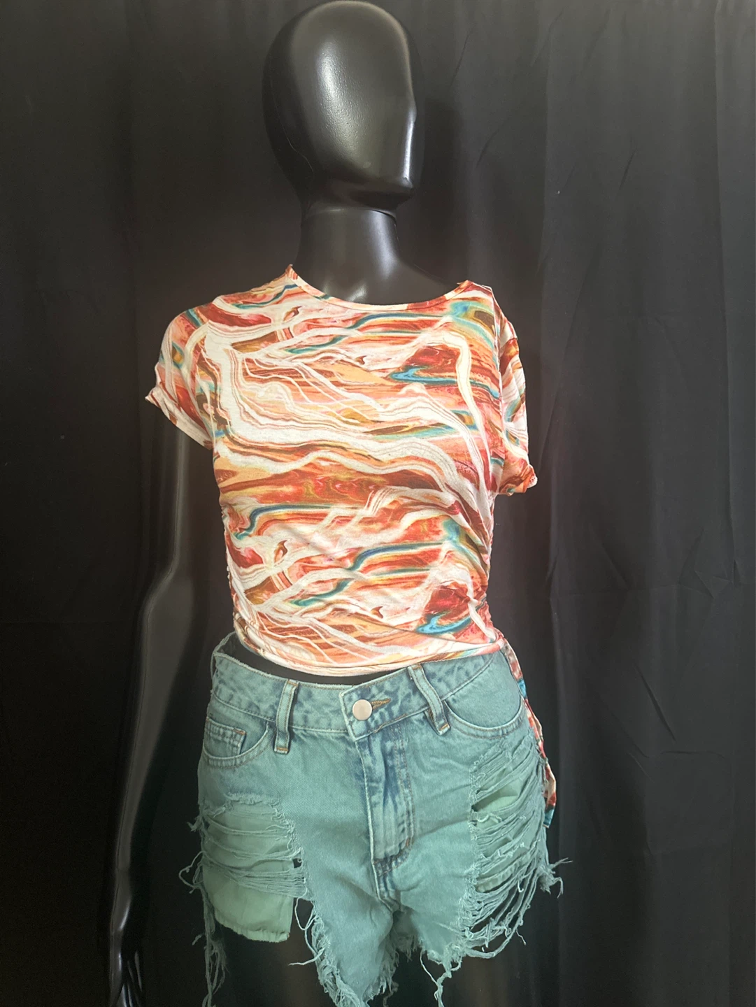 Fashion Nova Ruched Mesh Top