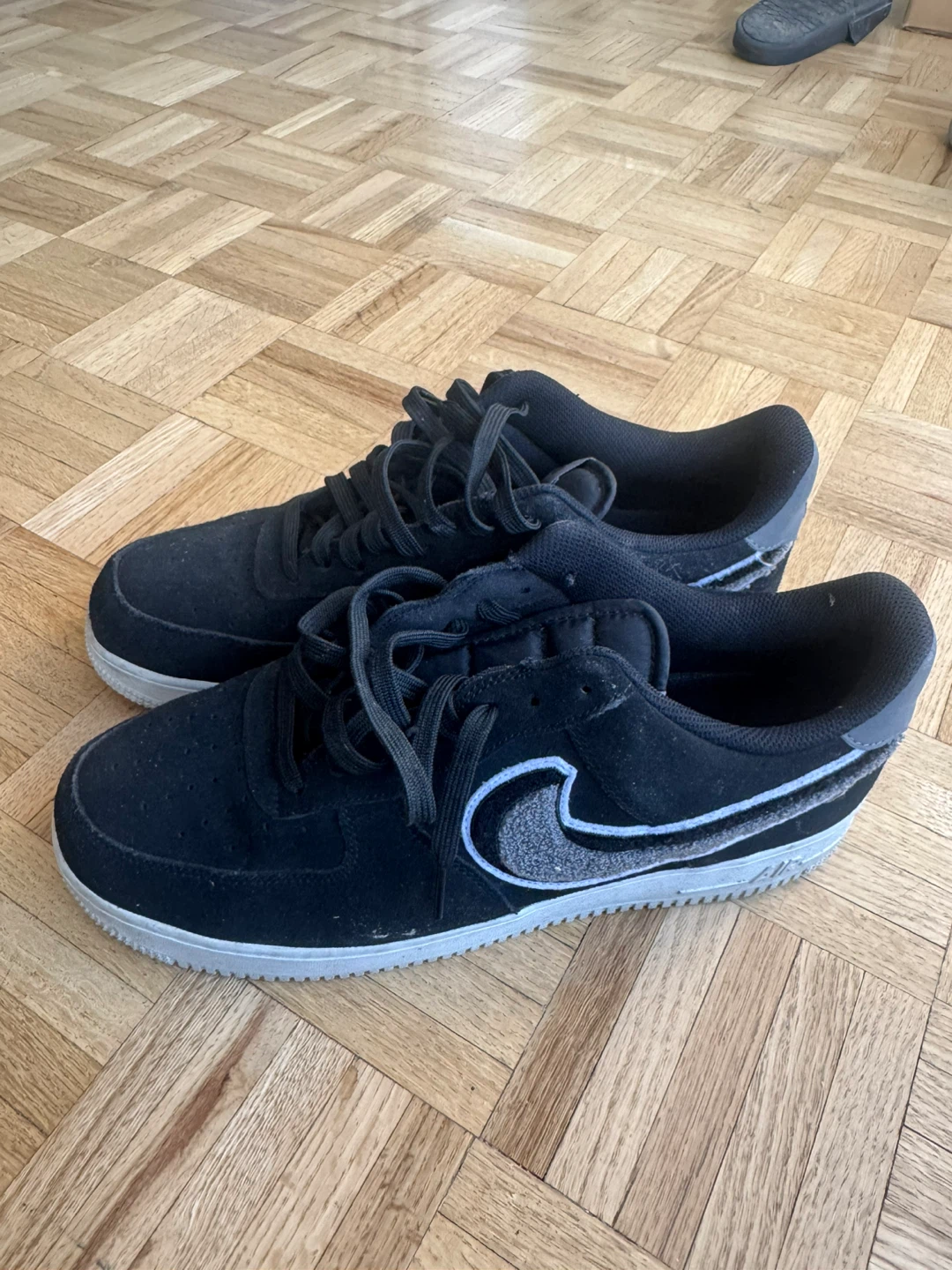 Nike Air Force 1 Low Black Suede Sneakers - photo 2