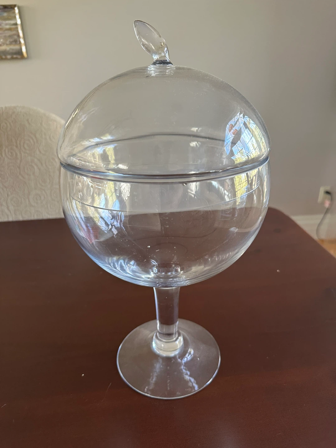 Clear Glass Pedestal Candy Dish with Lid