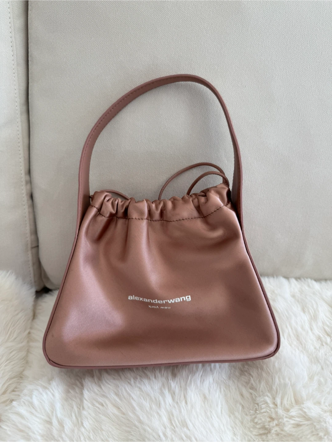 Authentic Alexander Wang Drawstring Shoulder Bag - Rose Gold