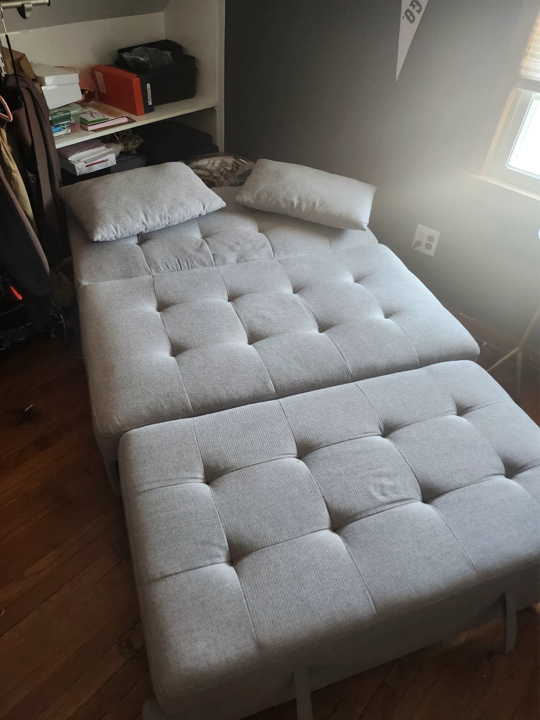 Light Gray Tufted Sofa Bed with Storage - photo 4