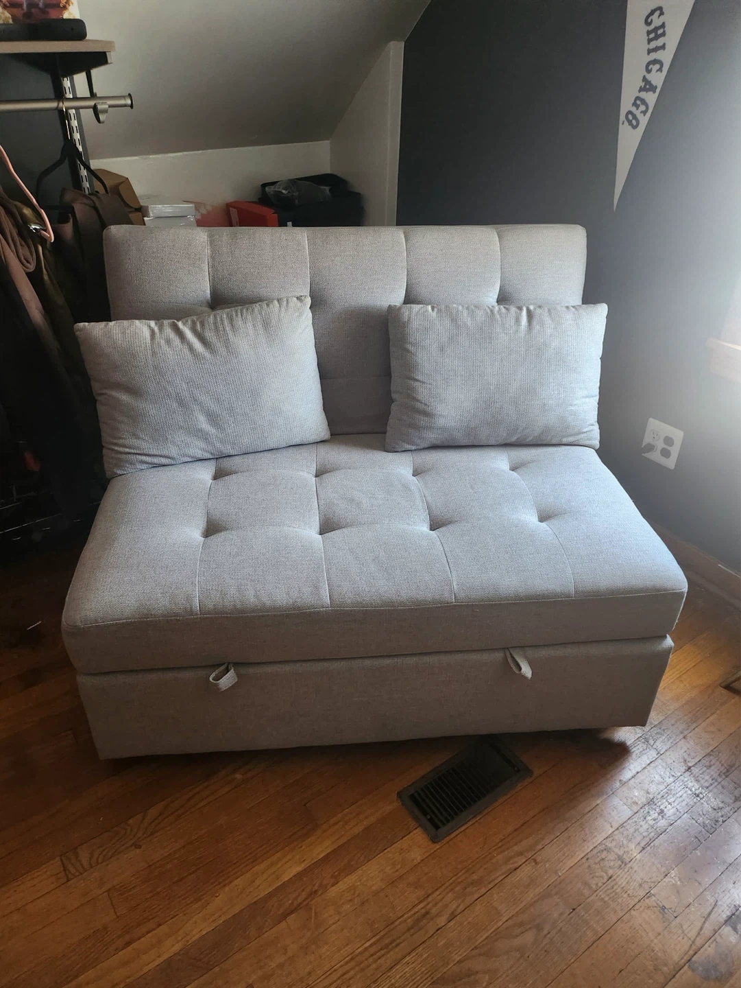 Light Gray Tufted Sofa Bed with Storage - photo 2