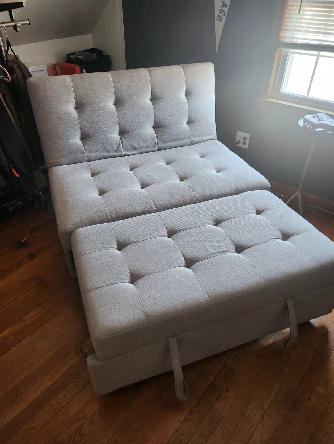 Light Gray Tufted Sofa Bed with Storage - photo 3