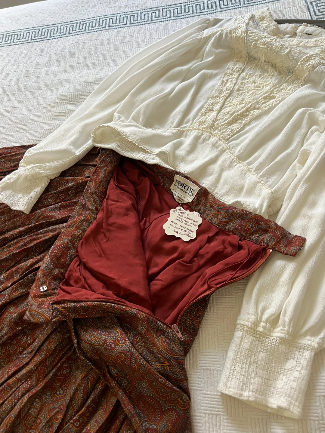 Ports International Vintage Paisley Midi Skirt and Blouse Set - photo 2