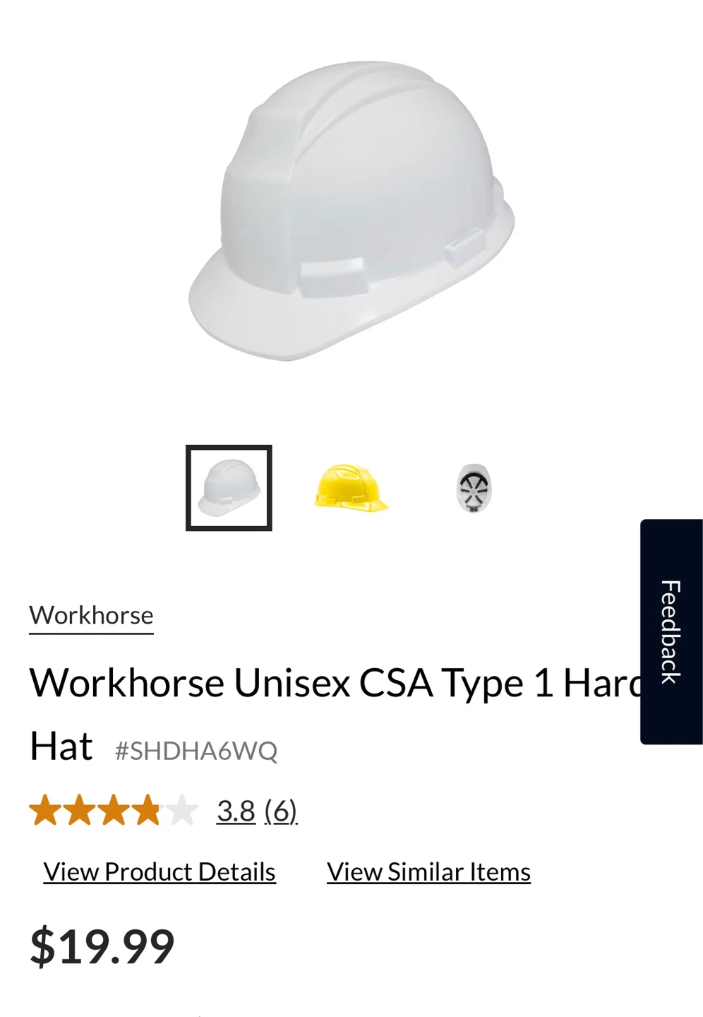 Workhorse Unisex CSA Type 1 Hard Hat