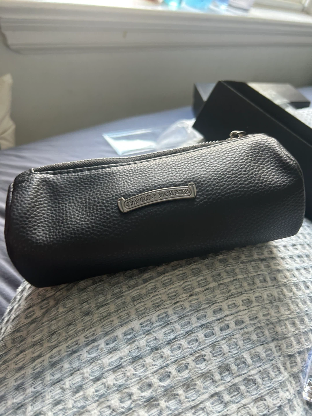 Chrome Hearts Black Leather Pouch
