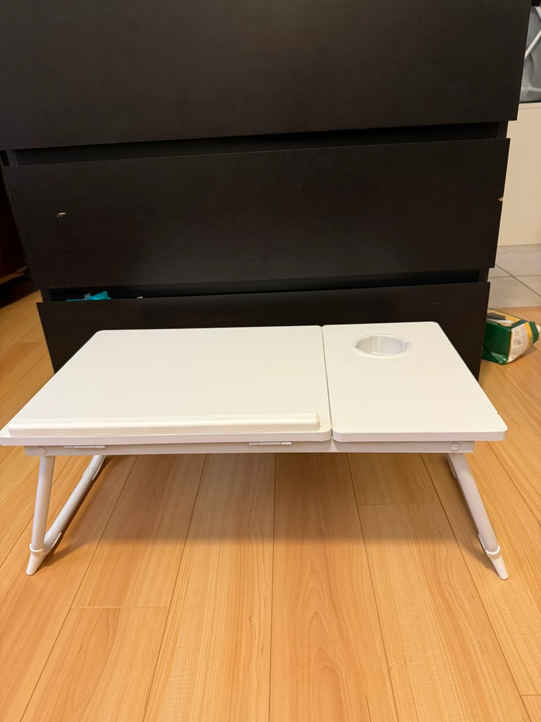 White Foldable Laptop Desk with Cup Holder
