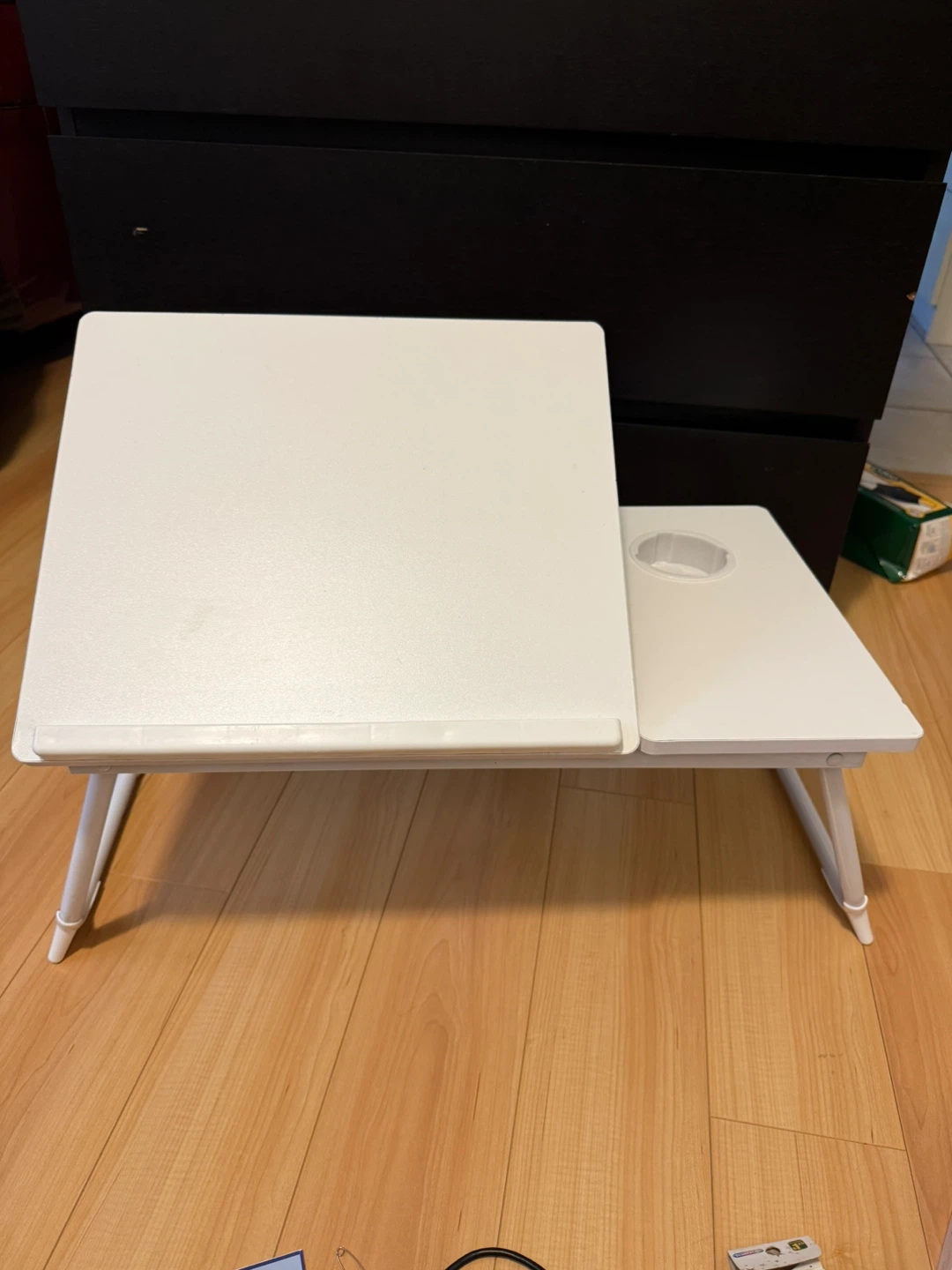 White Foldable Laptop Desk with Cup Holder - photo 2