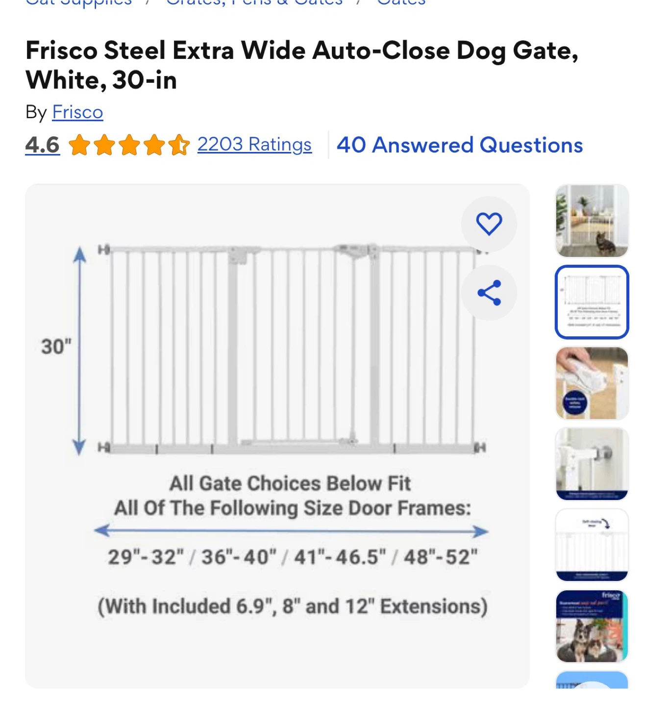 Frisco Steel Extra Wide Auto-Close Dog Gate, White, 30-in - photo 3