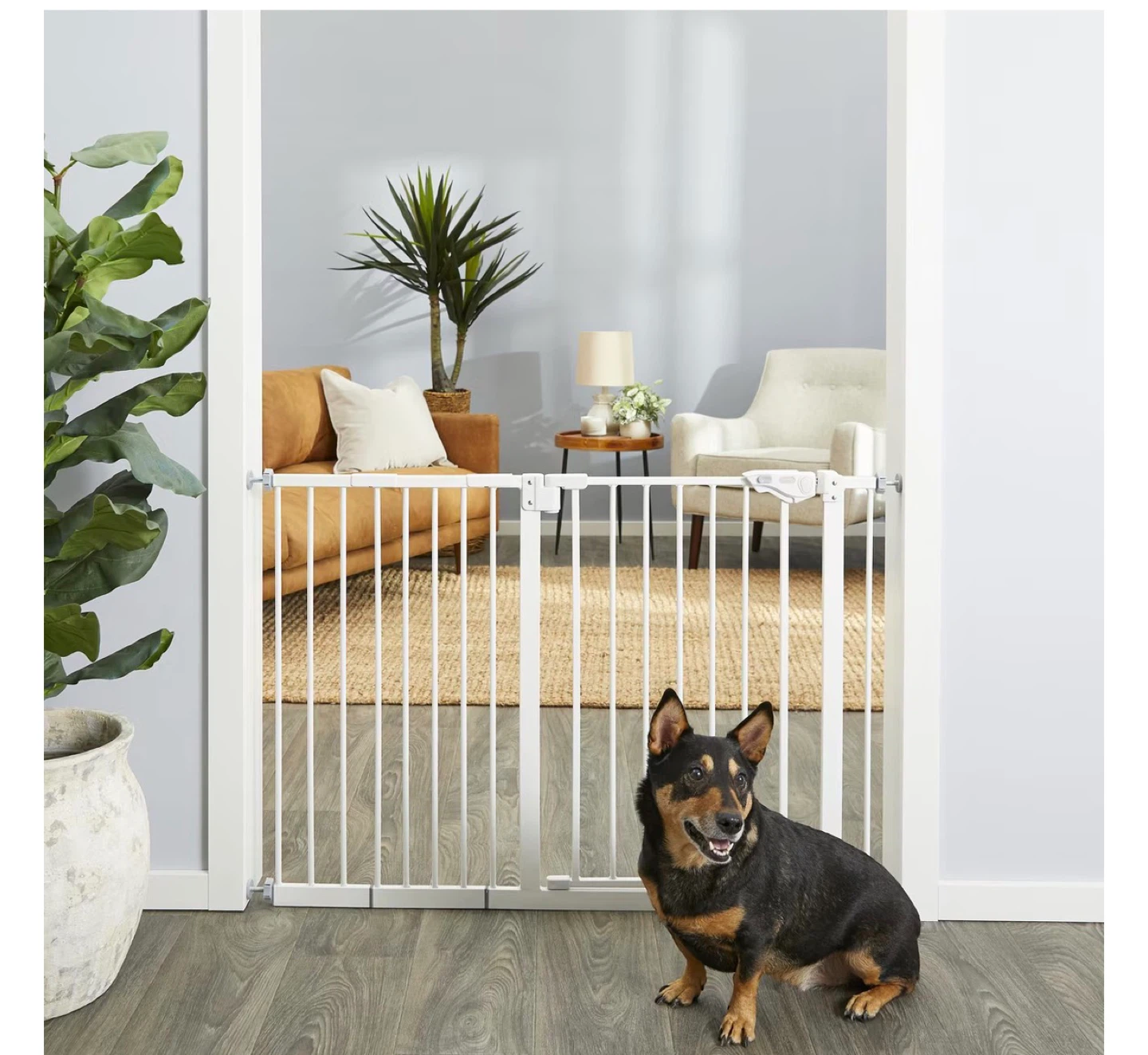 Frisco Steel Extra Wide Auto-Close Dog Gate, White, 30-in - photo 2