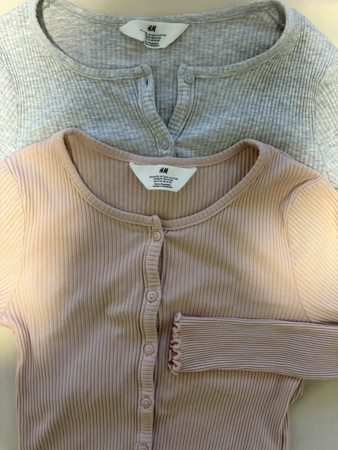 H&M Ribbed Cardigan Set (2) - Pink & Grey