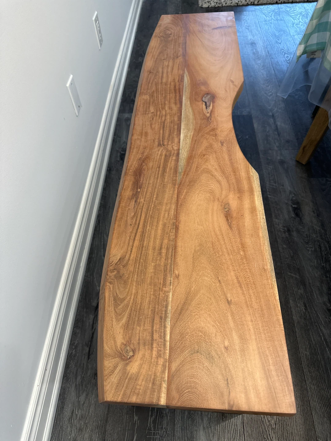 Live Edge Wood Bench with Black Metal Legs - photo 2