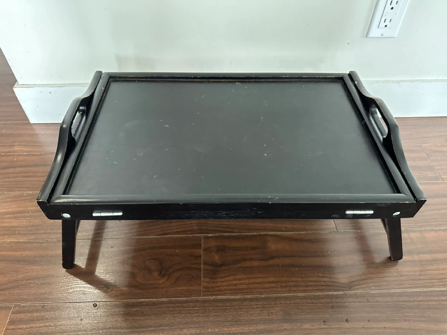 Black wooden tray table