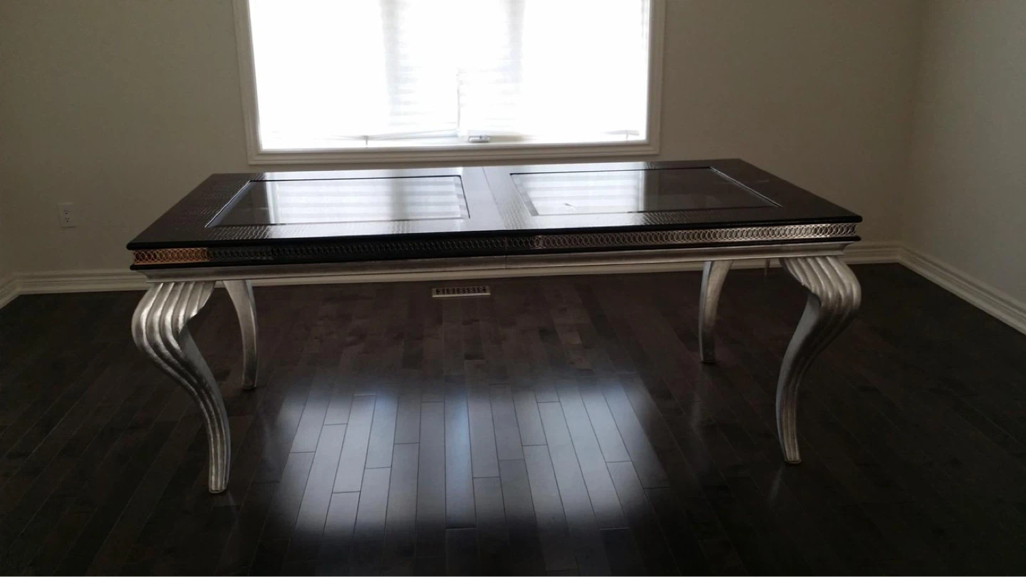Elegant Silver and Dark Wood Dining Table - photo 2