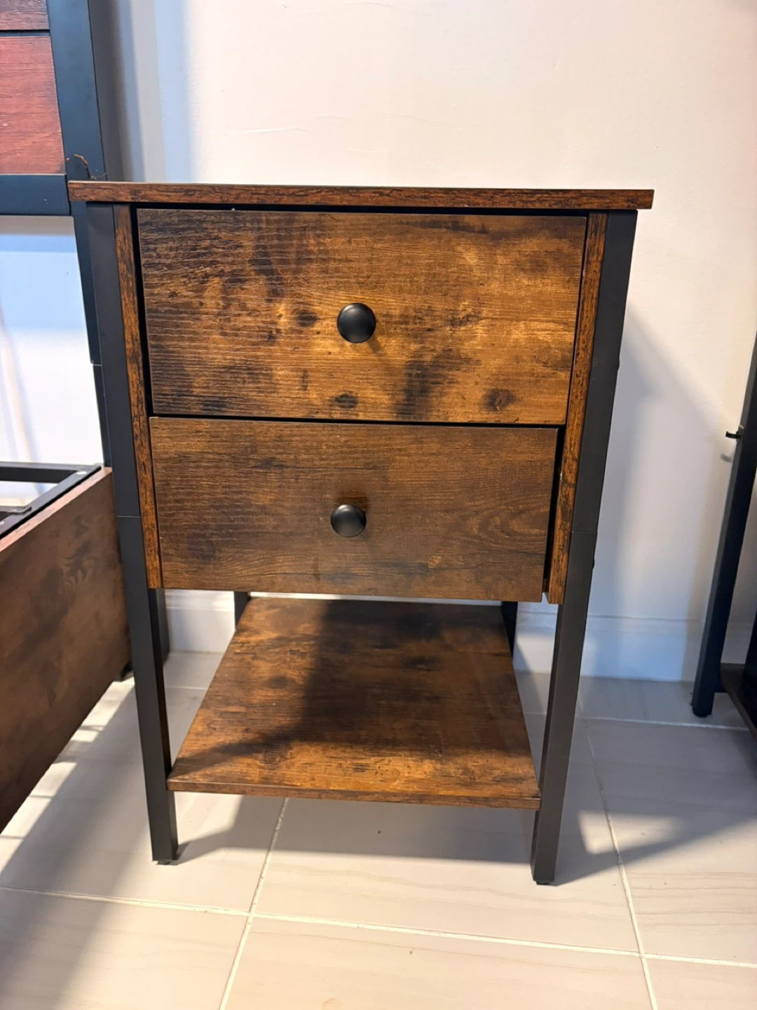 Rustic Wood Nightstand with 2 Drawers - photo 2