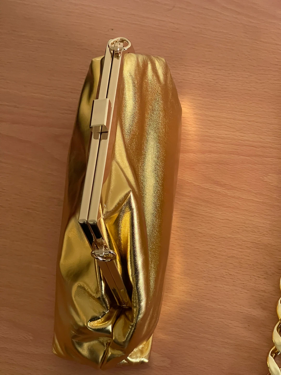 Gold Clutch Purse with Chain Strap