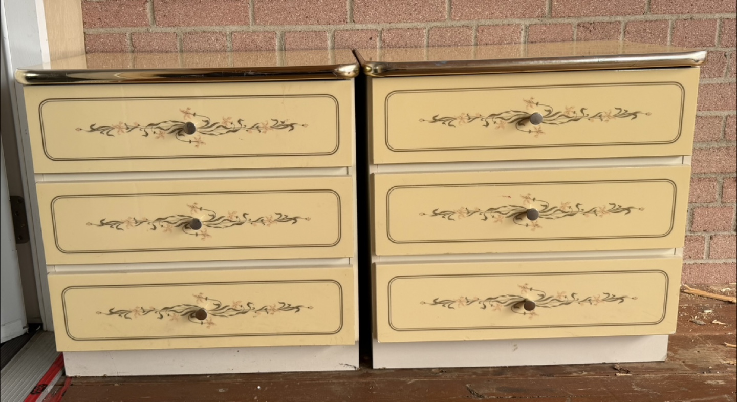 Set of 2 Cream Floral Dressers