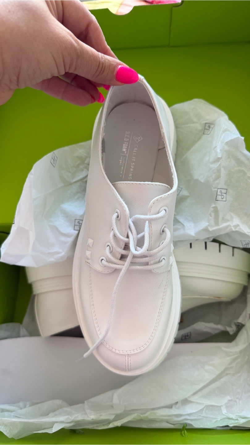 Call It Spring White Leather Derby Shoes - Size 8 - photo 4