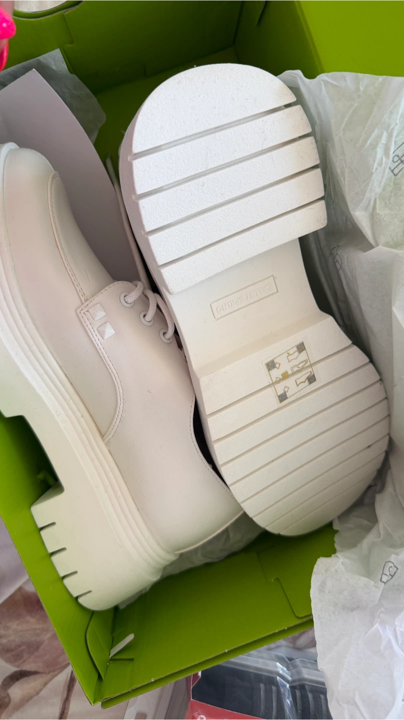Call It Spring White Leather Derby Shoes - Size 8 - photo 5