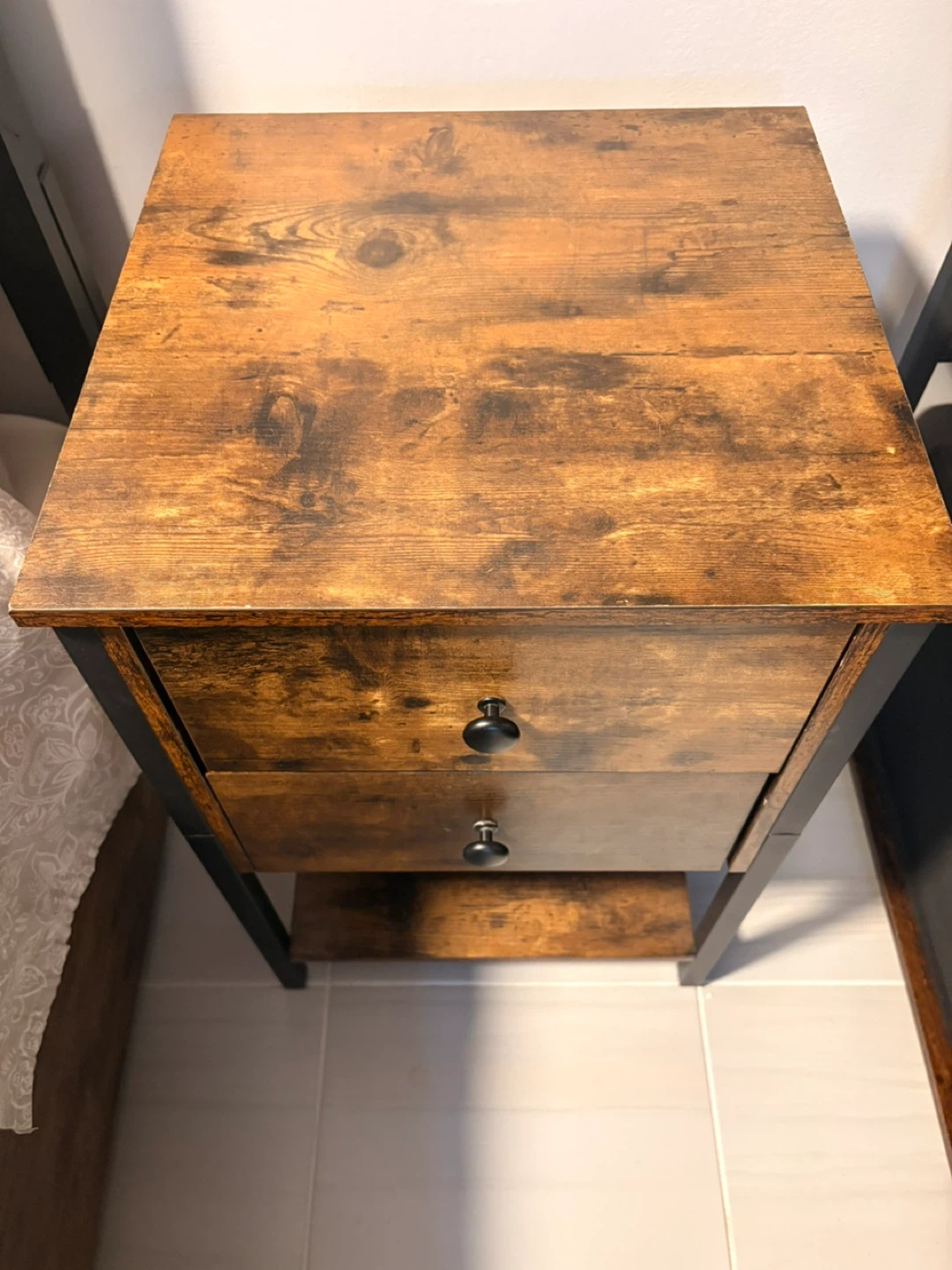 Rustic Wood Nightstand with 2 Drawers - photo 3
